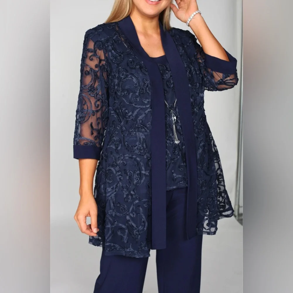 R&M Richards 3-piece Soutache Jacket, Tank Pantsuit - Picture 2 of 10
